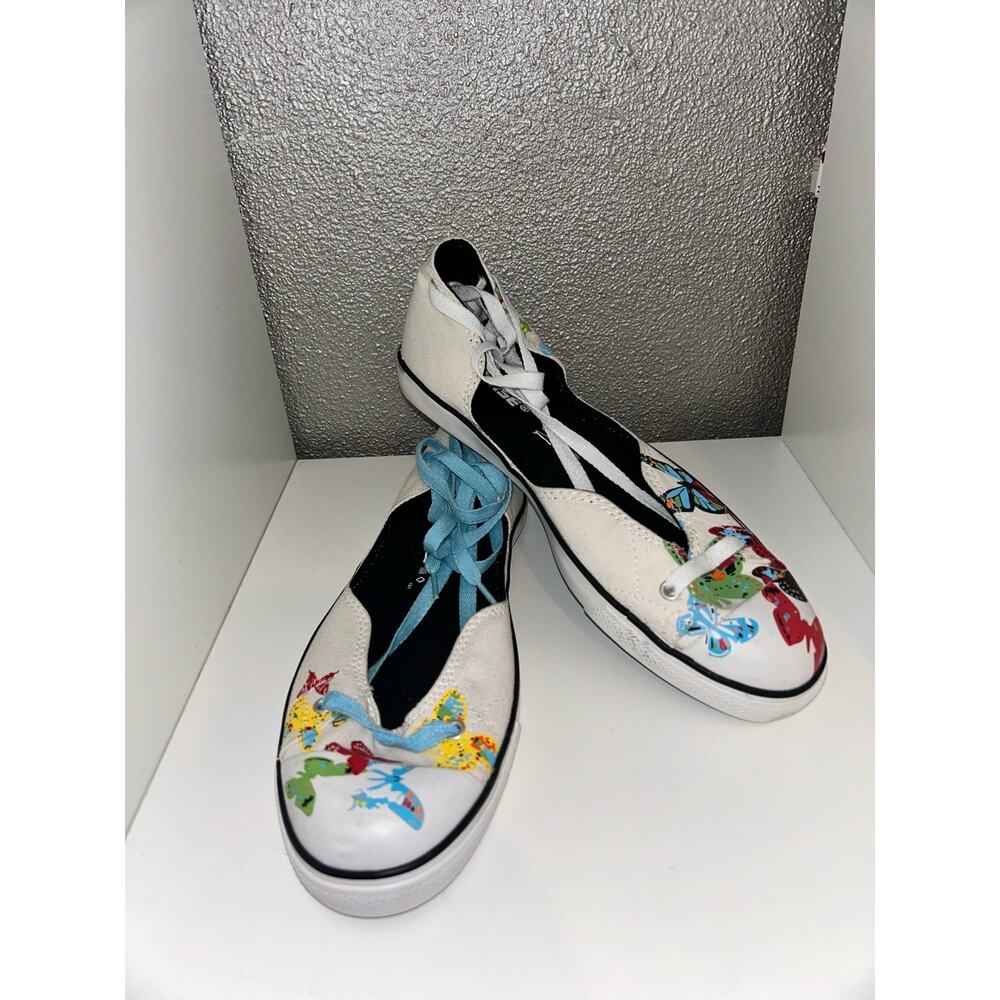 Converse 7 All Star Y2K White Low Top Painted Butterflies Ankle Tie Sneakers